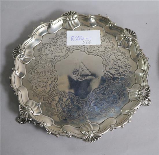 A Victorian silver salver, John Le Gallais, London, 1863, 9.5 oz.